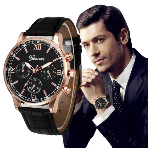 2022 New Stylish Blue Ray Men Wrist Watch  Faux Leather Watchband Luxury Quartz Casual Clock Relogio Masculino ► Photo 1/6