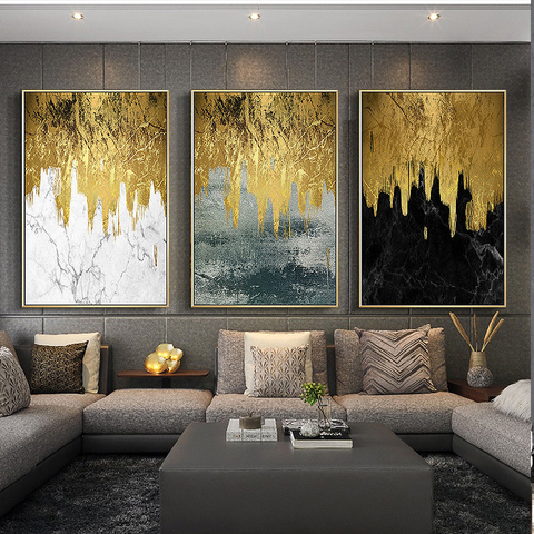 Nordic Modern Golden Canvas Painting Picture and Print Poster for Living Room Wall Art Black White Decoration Bedroom Home Decor ► Photo 1/6