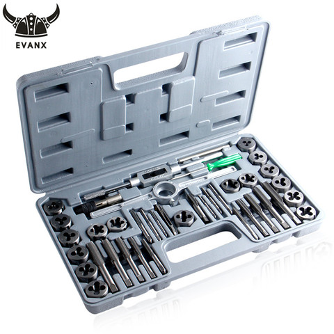 EVANX 20pcs/40pcs Tap Die Set Hand Thread Plug Taps Handle Alloy Steel Inch Threading Tool With Case ► Photo 1/6