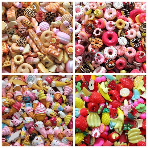 10 Pcs Mini DIY Resin Candy  Donut Accessory for Phone Case Decoration Miniature Resin Cake Fruits Candy Chocolate ► Photo 1/6