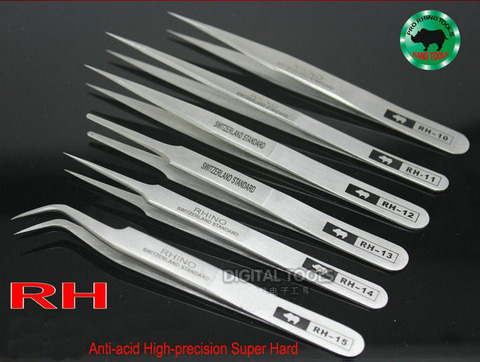 1 Set 6 pcs Japan RHINO RH Tweezers Anti-acid High-precision Super Hard Sharp For Repair Watch or Pick Bird Nest etc Small items ► Photo 1/6