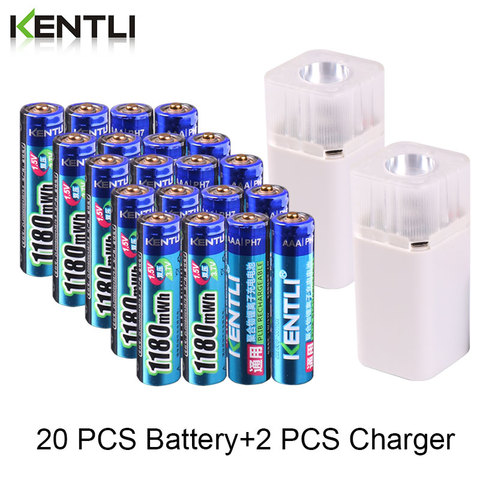 KENTLI 1.5v 1180mWh AAA rechargeable polymer lithium battery + 4 slots aa aaa lithium battery charger with flashlight ► Photo 1/6