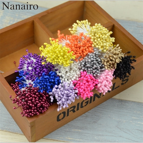 300pcs Artificial Flower Double Heads Stamen Pearlized Craft Cards Cakes Decor Scrapbooking Floral For Home Wedding Party decor ► Photo 1/6
