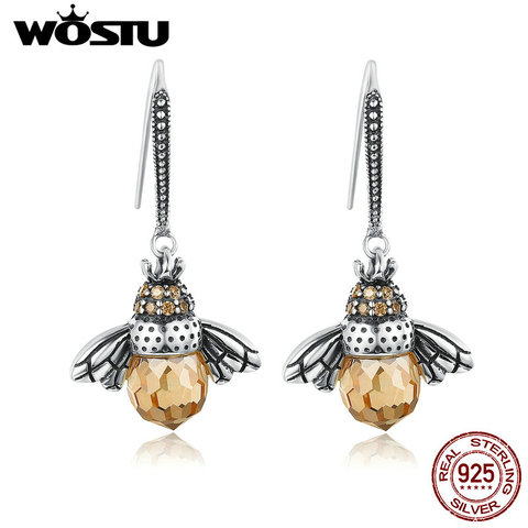 WOSTU Hot Selling 100% 925 Sterling Silver Lovely Bee Drop Earrings For Women Fine Jewelry Luxury Lover Gift FIE149 ► Photo 1/6