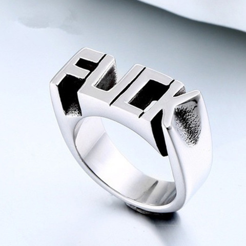 Best Selling New Punk Style Ring European And American Creative Men Women English Alphabet Rings For Cocktail Party Size 6-10 ► Photo 1/4