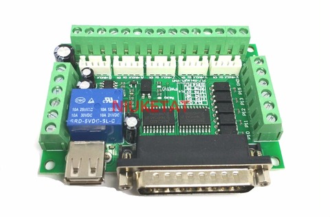 1pcs MACH3 Engraving machine 5 Axis CNC Breakout Board With Optical Coupler For Stepper Motor drive controller no with USB cable ► Photo 1/2