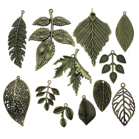 6pcs/lot Big Leaves Pendant Charms Antique Bronze Color Leaf Charms Jewelry Diy Big Tree Leaf Charms For Bracelet Making ► Photo 1/1