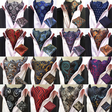 Men Paisley Silk Cravat Ascot Necktie Handkerchief Pocket Square Set Lot BWTHZ0238 ► Photo 1/6