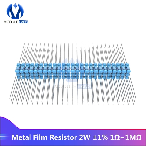 100PCS Metal Film Resistor 1R-1M Ohm Resistance 1K 2.2K 4.7K 5.1K 6.8K 10K 15K 22K 47K 100K 220K 1% +1% -1% 2W Diy Electronic ► Photo 1/1