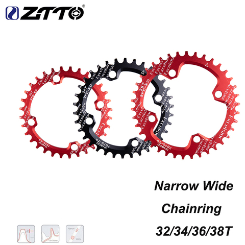 ZTTO single speed 1x system Narrow Wide chainring 104 BCD ROUND 32T 34T 36T 38Tfor MTB 11s 10s 9s 1*11 Crankset Chainwheel Ring ► Photo 1/6