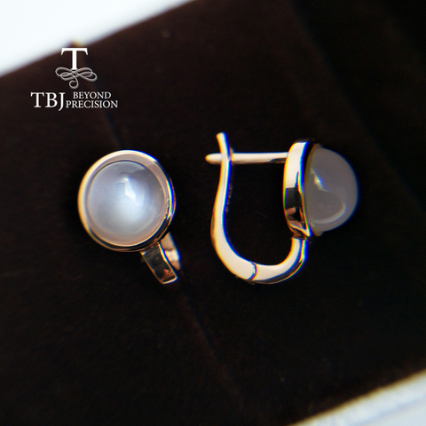 TBJ,natural white moonstone clasp earring with real India gemstone 925 sterling silver for girl Black Friday & Christmas gift ► Photo 1/6