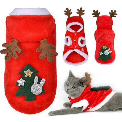 Christmas Cat Clothes Small Dogs Cats Santa Costume Kitten Puppy Outfit Hoodie Warm Pet Dog Clothes Clothing Accessories ► Photo 1/6