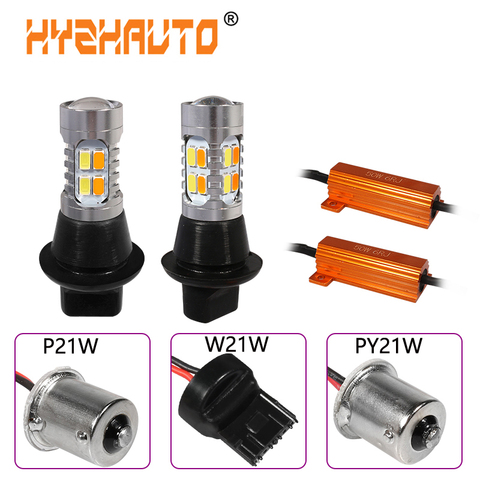 HYZHAUTO 2Pc 1156 P21W PY21W LED Canbus Bulbs Dual Color T20 7440 W21W LED Car Turn Signal Lights DRL No Hyper Flash 5630 20 SMD ► Photo 1/6