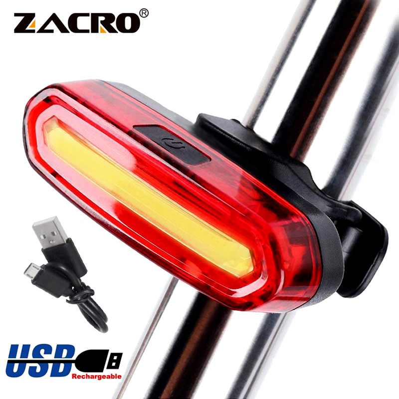 Bicycle Tail Light USB Rechargeable COB LED Rear Bike Safety Light Waterproof 