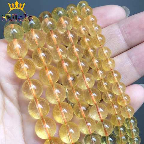 Yellow Citrines Crystal Beads Round Loose Stone Beads For Jewelry Making DIY Bracelet Necklace Accessories 15'' Strands 6/8/10mm ► Photo 1/6