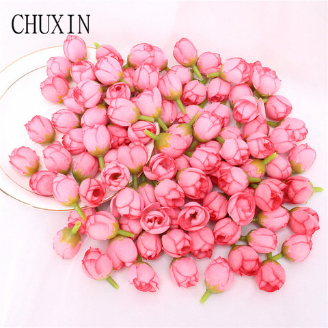 100pcs Artificial silk mini rose bud wedding scene layout flower wall production supporting material  wrist flower production ► Photo 1/6