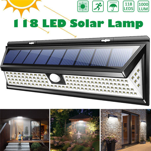 118 LED 1000LM 3 Modes Garden Solar LED Lights Outdoor Solar Lamp Motion Sensor 270 Degree Waterproof IP65 Solar Security Light ► Photo 1/6