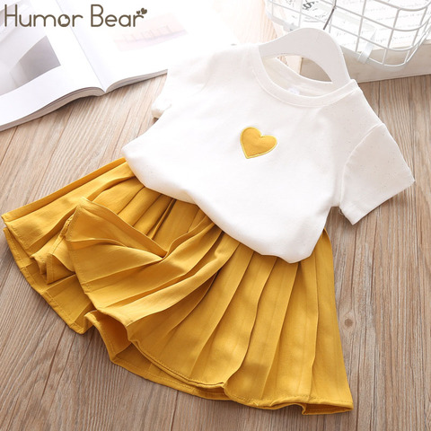 Humor Bear 2022 Summer Fashion Brand New Girls' Clothing Children's Clothes Animal Cotton T-Shirt + pants Baby Kids Clothing Set ► Photo 1/5