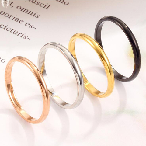 Small Stainless Steel Rings for Women Black Rose Gold Silver Color Tail Ring Fashion Jewelry Wholesale ► Photo 1/5
