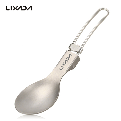 Lixada Folding Titanium Spoon Lightweight Outdoor Dinner Spoon Ta8122 Titanium Spoon Flatware for Travel Camping Tableware ► Photo 1/6