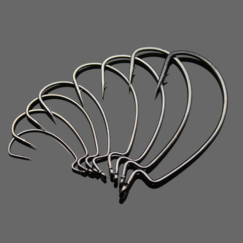 Quality Fishing Worm Hook High Carbon Steel Fishhook Lure Soft Bait Barbed Hooks 6#-5/0# Lot 8 Pieces ► Photo 1/4