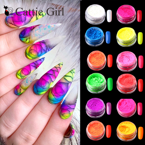 12colors/set Neon Pigment Nail Powder Dust Ombre Nail Glitter Gradient Glitter Iridescent Acrylic Powder Nail Art Decoration ► Photo 1/6