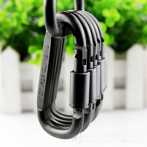 2 pcs Tactical Steel D Keychain Shape Hook Buckle Clip Climbing Army Carabiner Hanging fit Outdoor Silver camping survival edc ► Photo 1/5
