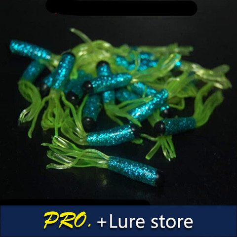 Free shipping 100pcs 5cm soft silicone material smash fly lure baits soft tube lures with skirt soft tube lure water fishing ► Photo 1/4