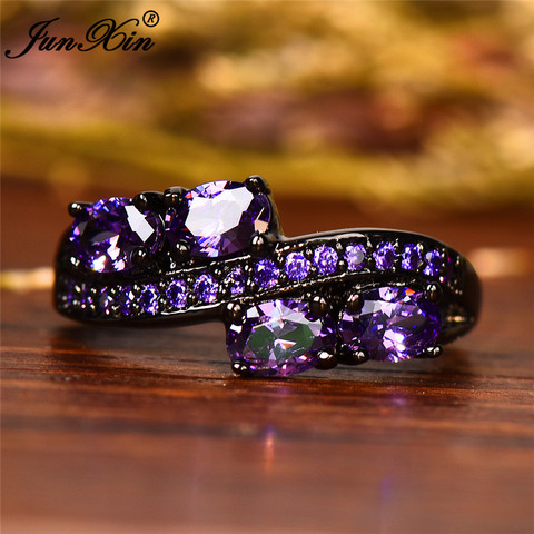 10 Colors Boho Female Girl Purple Oval Ring Fashion Black Gold Jewelry Vintage Green Blue Red Pink Wedding Rings For Women ► Photo 1/5