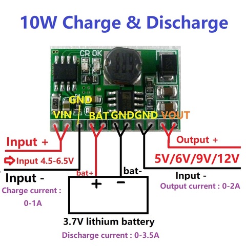 10W 3.7V 4.2V Charger & 5V 6V 9V 12V Discharger Board DC DC Converter Boost Step-up Module UPS diy Li-lon LiPo lithium battery ► Photo 1/6