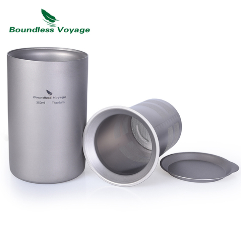 Boundless Voyage Titanium Coffee Tea Cup with Filter Outdoor Camping Portable Double-wall Mug Tableware 350ml ► Photo 1/6
