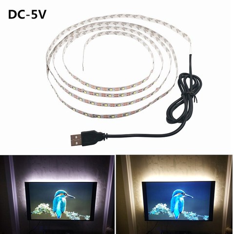 5V 50CM 1M 2M 3M 4M 5M USB Cable Power LED strip light lamp SMD 3528 Christmas desk Decor lamp tape For TV Background Lighting ► Photo 1/6