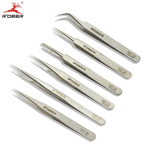 6pcs Precision Tweezers Set Thicken Stainless Steel Electronics Forceps Multi Tools Hand Tool ► Photo 1/6