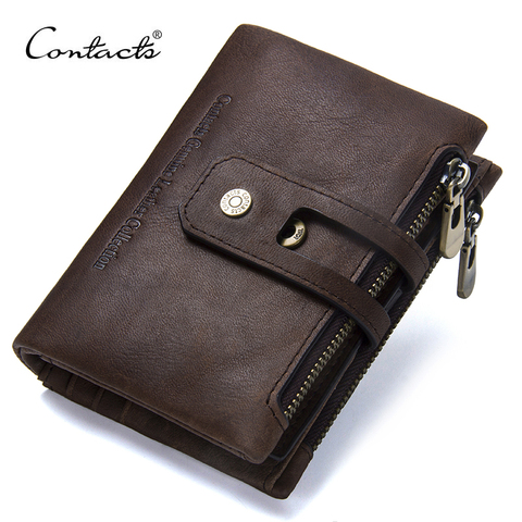 CONTACT'S 2022 New Arrival Genuine Leather Men's Wallet For Men Small Zipper Organizer Wallets Cash Carteira For Man Coin Purses ► Photo 1/6