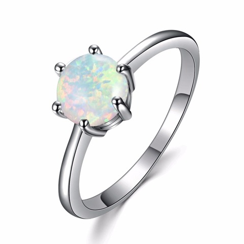 Simple 100% 925 Sterling Silver Blue/White Fire Opal Rings For Women Fashion Silver Jewelry ► Photo 1/6