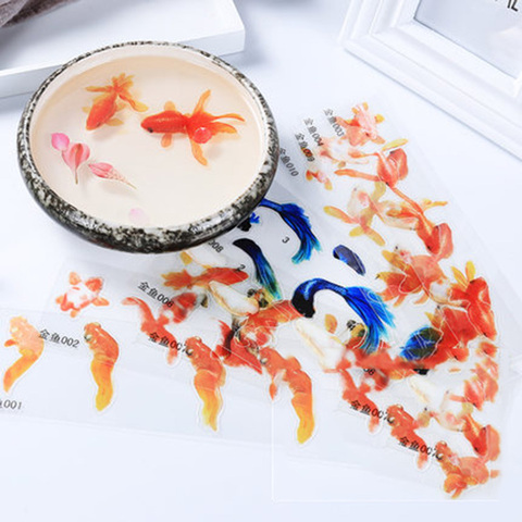 5 Sheets Blue Gold Fish UV Resin Stickers FillDecorative Sticker Fit Silicone Molds DIYMicro Landscape Scrapbooking StickersGift ► Photo 1/6