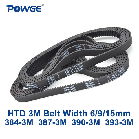 POWGE HTD 3M Timing belt C= 384 387 390 393 width 6/9/15mm Teeth 128 129 130 131 HTD3M synchronous 384-3M 387-3M 390-3M 393-3M ► Photo 1/6
