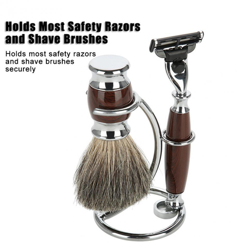 Hot Sale  Men's Shaving Razor & Brush Stand Shaver Stainless Steel Holder Stand Kit Pro Rack ► Photo 1/5