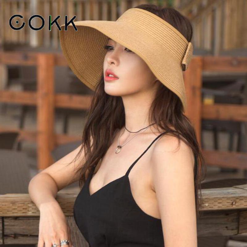 Summer Visors Cap Foldable Wide Large Brim Sun Hat Beach Hats Women Straw