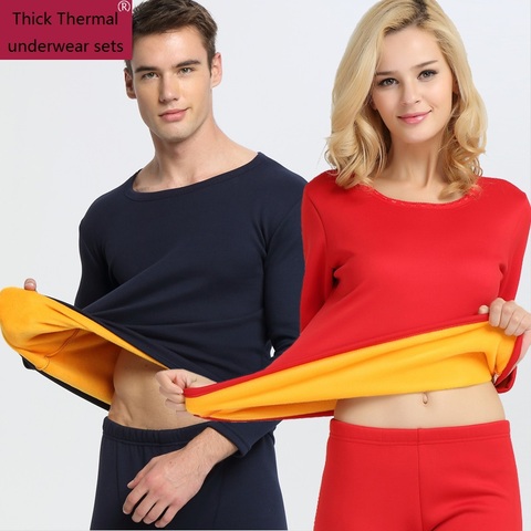 Men Thermal Underwear 2022 New Winter Women Long Johns thick fleece underwear sets keep warm in cold weather size L to 6XL ► Photo 1/6