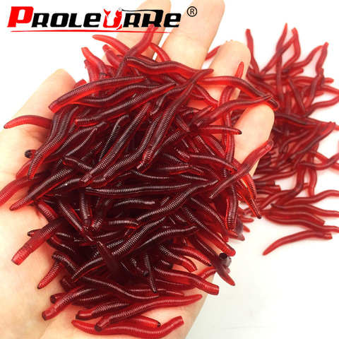 50 or100Pcs Lifelike Silicone Red Worm Soft Lures Earthworm Artificial Rubber Baits Shrimp Flavor Additive Bass Carp Tackle ► Photo 1/5