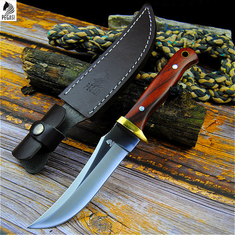 PEGASI 7HR15MOV tactical straight knife north American sharp hunting knife outdoor self-defense knife home slice knife + holster ► Photo 1/6