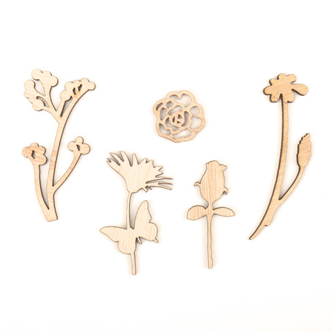 Pretty Flower Pattern Wooden Scrapbooking Collection Craft For Handmade Accessory Home Decoration DIY 25-72mm 10pcs ► Photo 1/6
