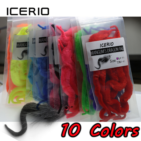 ICERIO 10pcs/pack Fly Tying Mangum Dragon Tails Pike Muskie Steelhead Saltwater Baitfish Fly Snake Wiggle Tail Material Chenille ► Photo 1/6