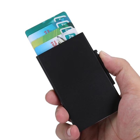 Wholesale New Style Card Id Holders Aluminum Wallet Pocket ID Card Holder Rfid Blocking Wallet Automatic Pop Up Credit Card Case ► Photo 1/6