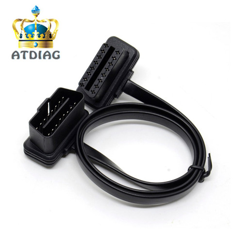 OBD II 16 pin Flat Thin As Noodle OBDII OBD2 16Pin Male To Female Elbow OBD2 Extension Cable 16 pin ► Photo 1/6