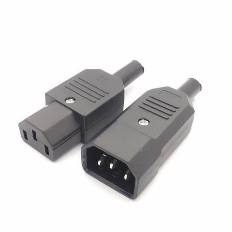 IEC Straight Cable Plug Connector C13 C14 10A 250V Black female&male Plug Rewirable Power Connector 3 pin AC Socket ► Photo 1/3