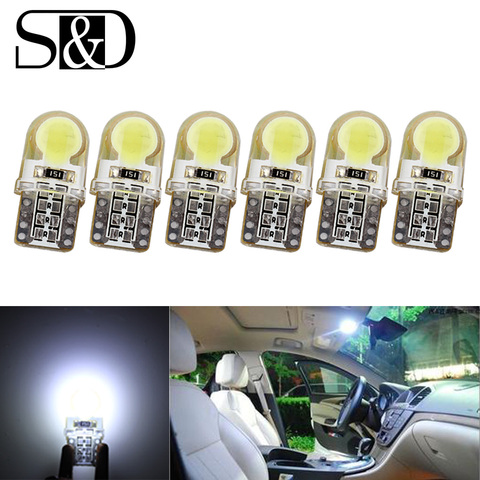 6 X Auto T10 LED W5W LED Bulbs White 194 168 LED Lamp 501 COB silicone shell Car LED Lights Super Bright Turn Side Lamp 12V D030 ► Photo 1/6