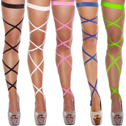 Sexy Lingerie Women High Thigh Stockings Gothic Cross Bandage Leg Wrap Erotic Costume Pole Dance Club Party Hosiery ► Photo 1/6