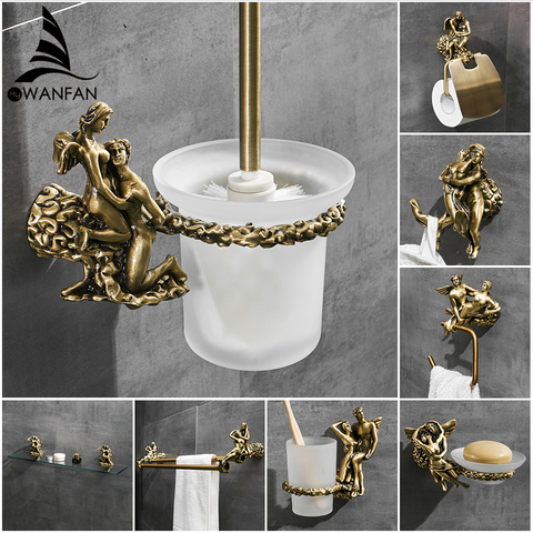Romantic Series Bronze Bathroom Toilet Paper Holder Wall Mounted Towel Bar Toilet Brush Holder Bathroom Accessories MB-0810B ► Photo 1/6